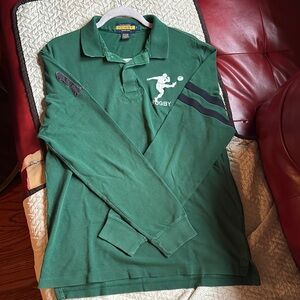 VTG Rugby Ralph Lauren Men's Green Long sleeve polo 
Excellent used condition